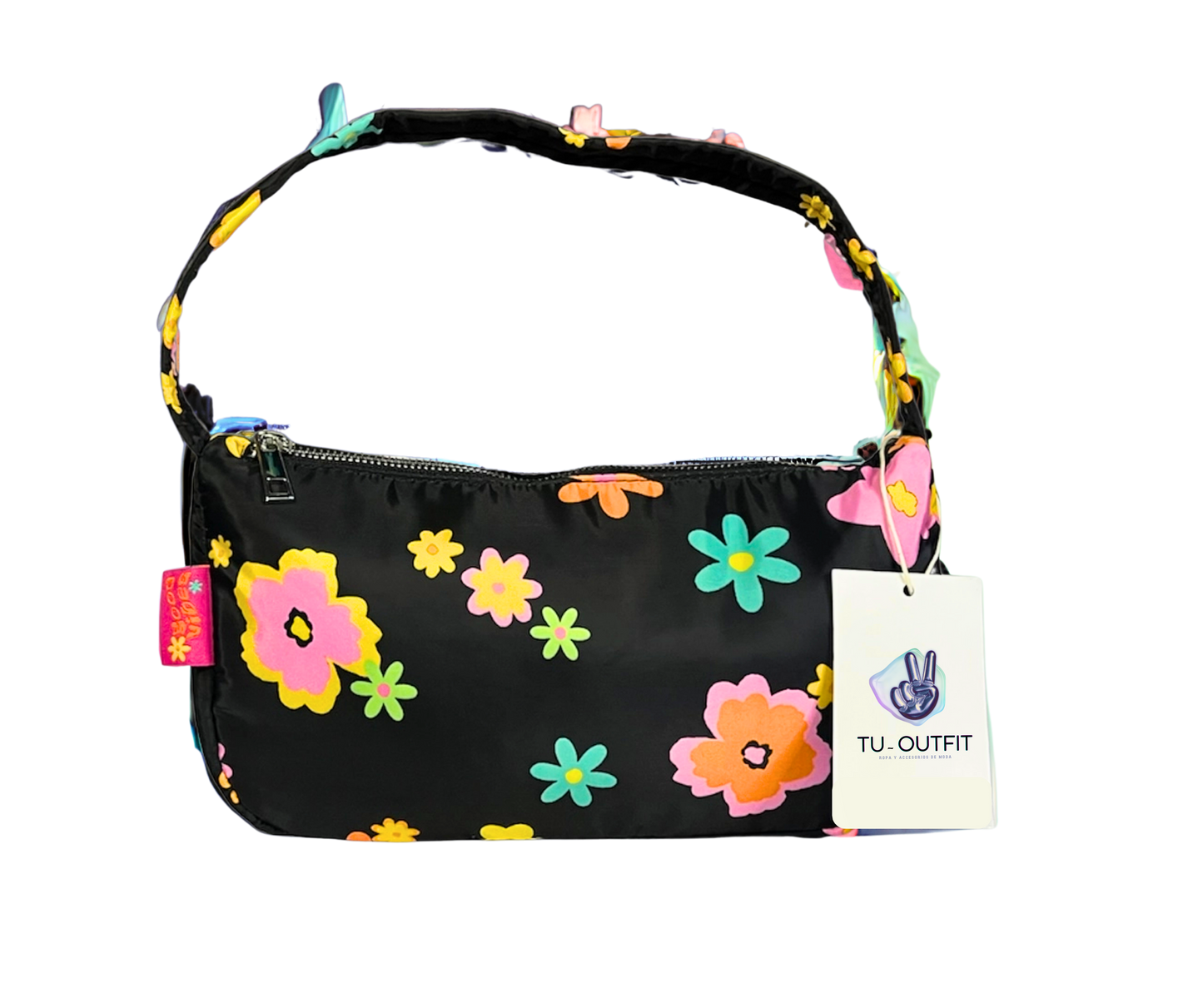 CARTERA NEGRA CON ROSAS